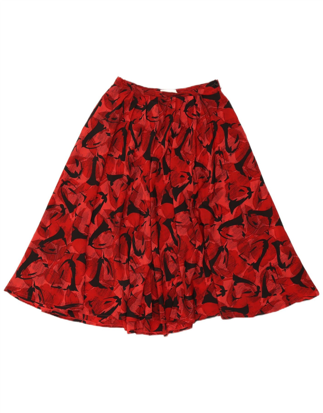Gonna a pieghe vintage da donna con motivo astratto IT 42 media W26 rossa classica