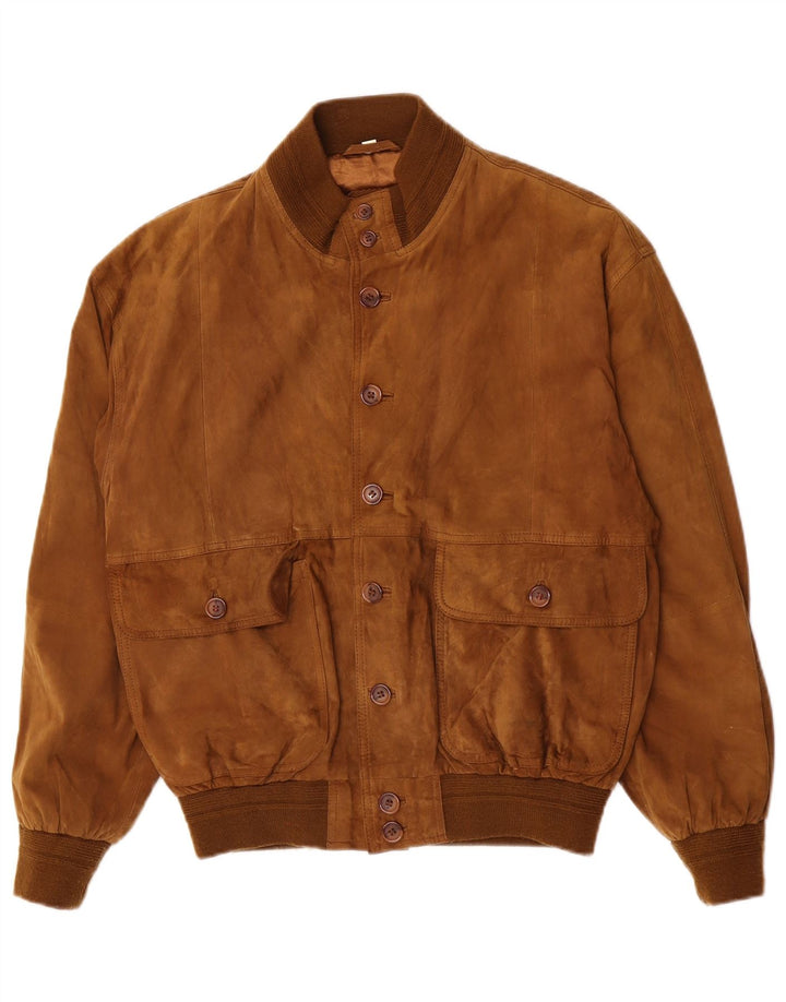Giubbotto bomber vintage in pelle scamosciata da uomo IT 48 in pelle marrone medio