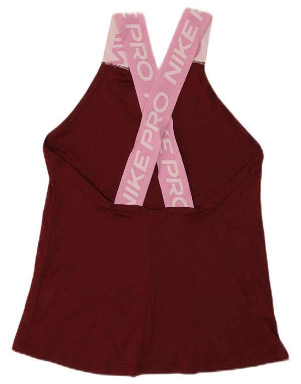 Canotta grafica NIKE Dri Fit da donna UK 8 piccola in nylon color block bordeaux