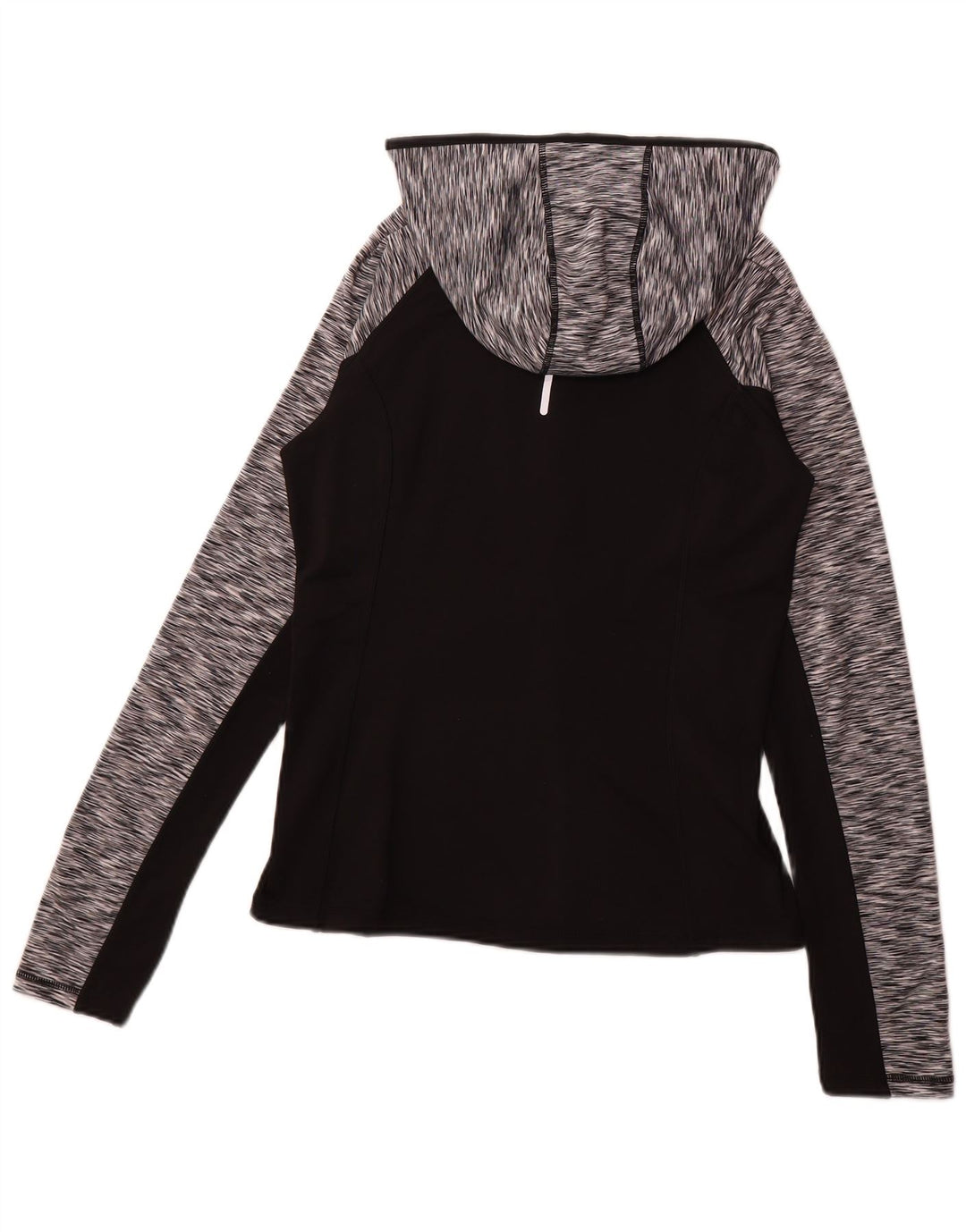 REEBOK Womens Zip Hoodie Sweater UK 12 Medium Black Colourblock