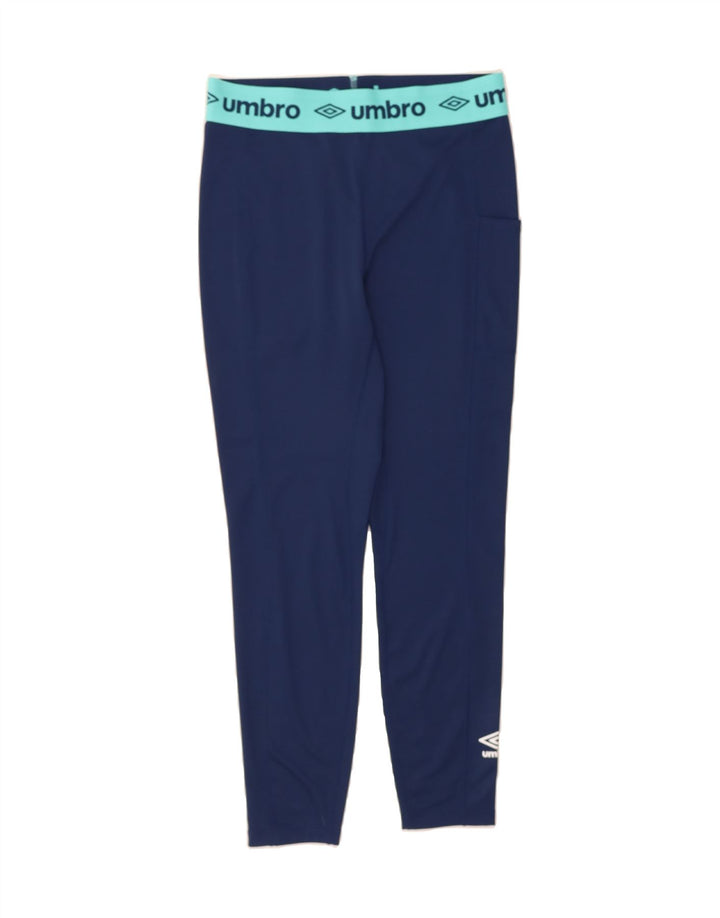 UMBRO Womens Graphic Leggings UK 14 Large  Navy Blue Colourblock Polyester Vintage Umbro and Second-Hand Umbro from Messina Hembry 