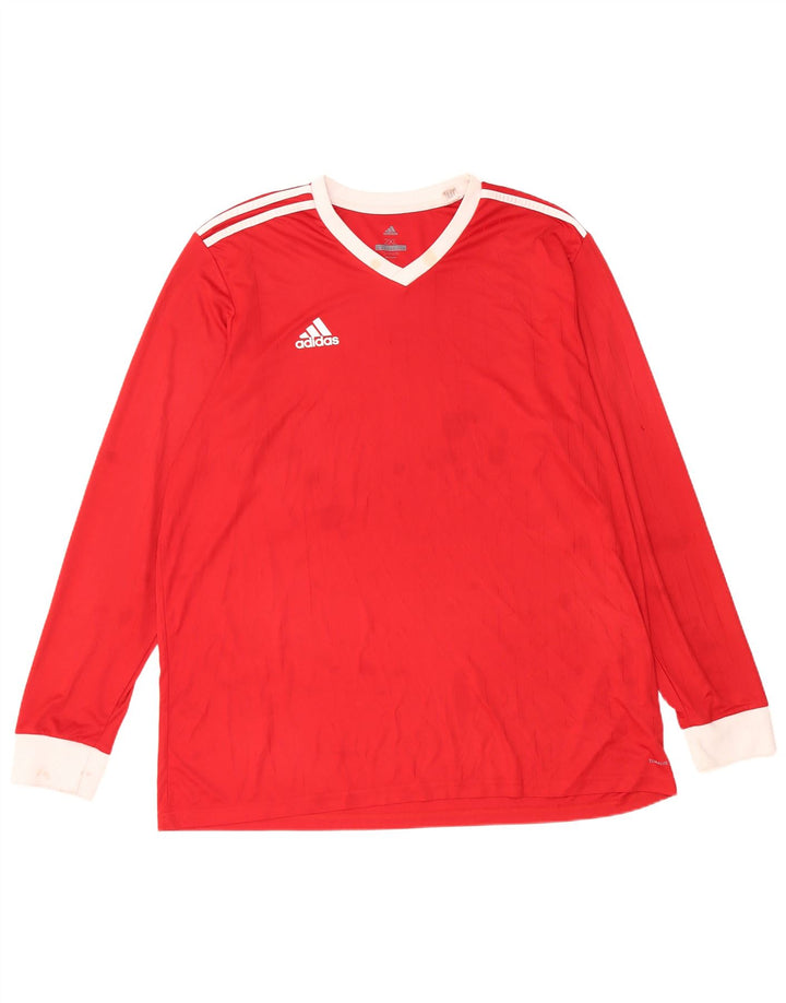 Adidas Uomo Climalite Top manica lunga 2XL Rosso Poliestere