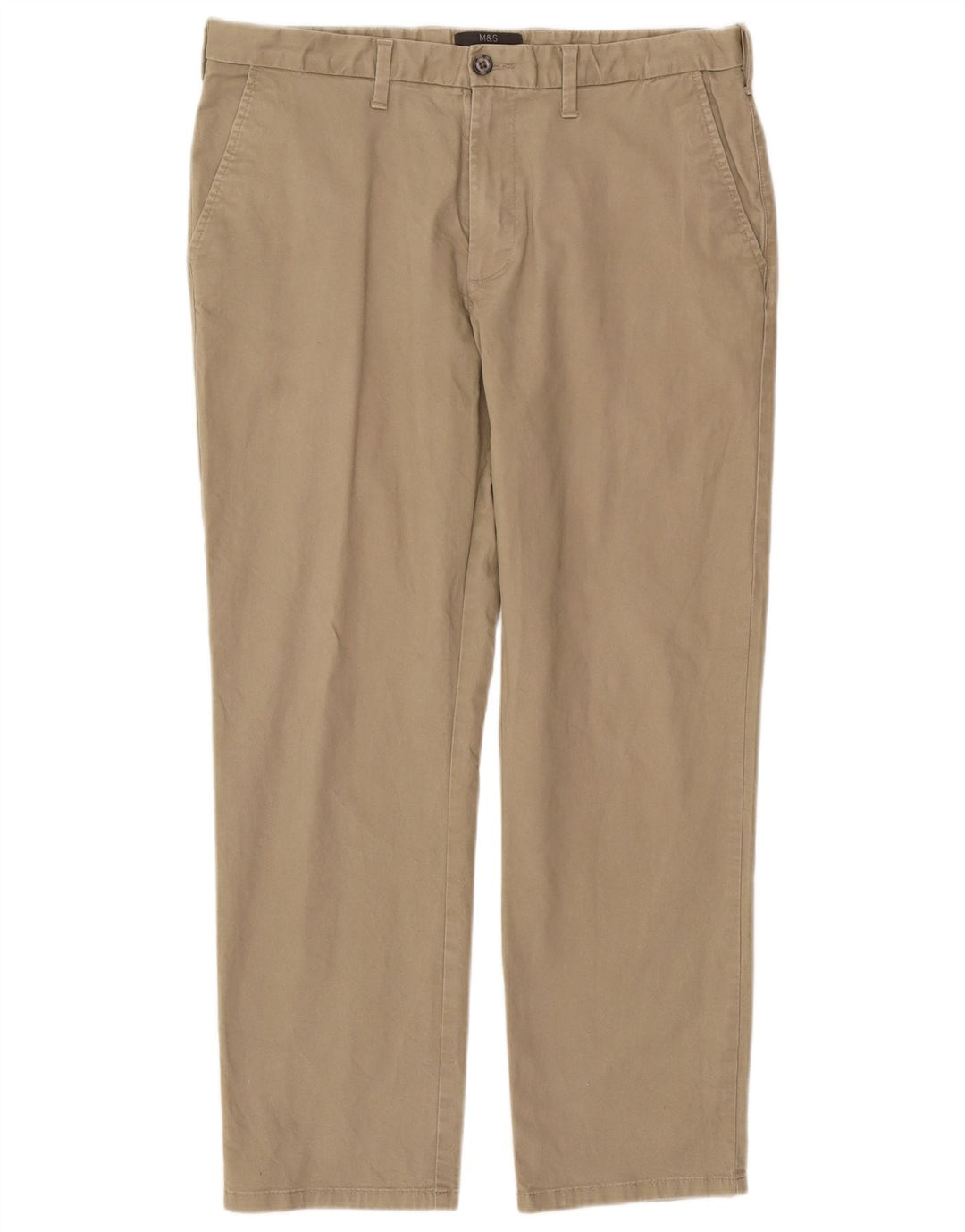 Pantaloni chino dritti regolari da uomo Marks & Spencer W36 L29 cotone beige