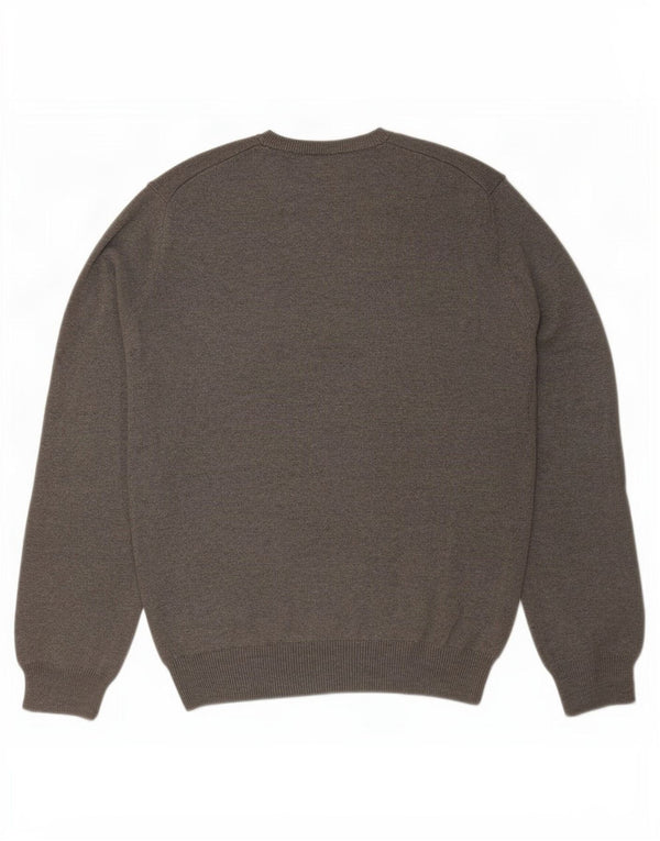 Maglione da uomo Marks & Spencer con scollo a V blu Harbour in cotone grigio medio