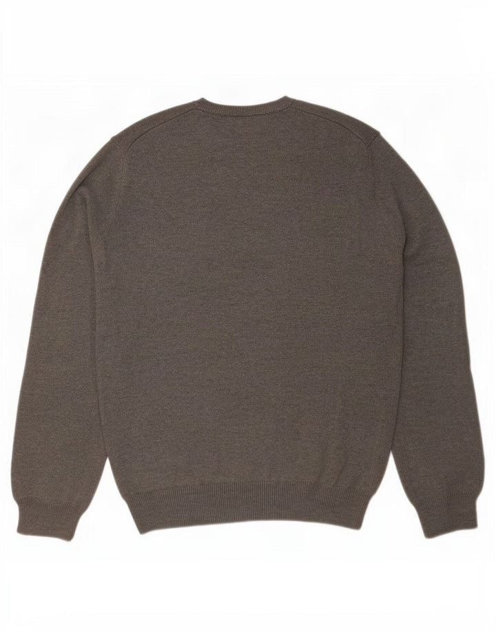 Maglione da uomo Marks & Spencer con scollo a V blu Harbour in cotone grigio medio
