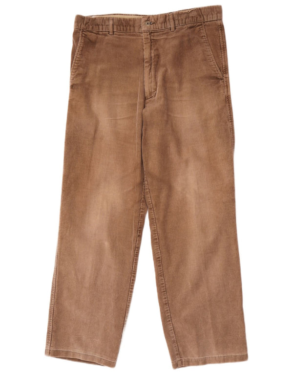 Pantaloni dritti da uomo in velluto a coste Farah W34 L29 cotone marrone