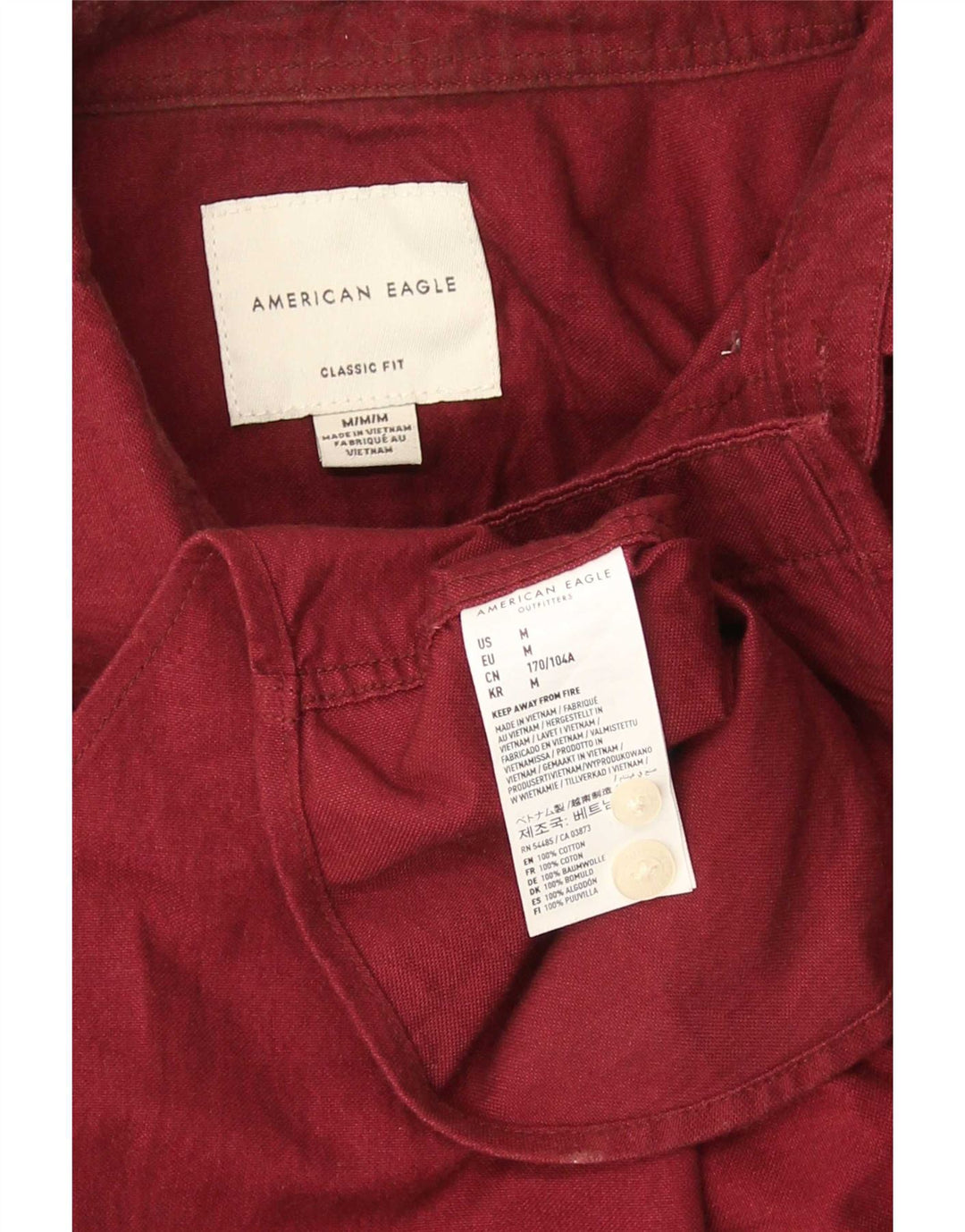 Camicia da uomo Classic Fit American Eagle in cotone bordeaux medio