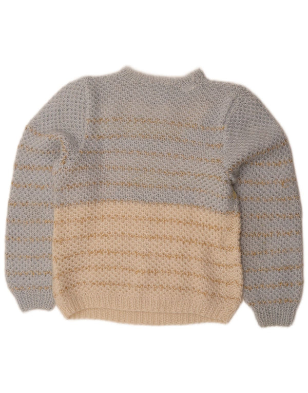 Maglione maglione girocollo da donna vintage UK 16 grande blocco di colore blu