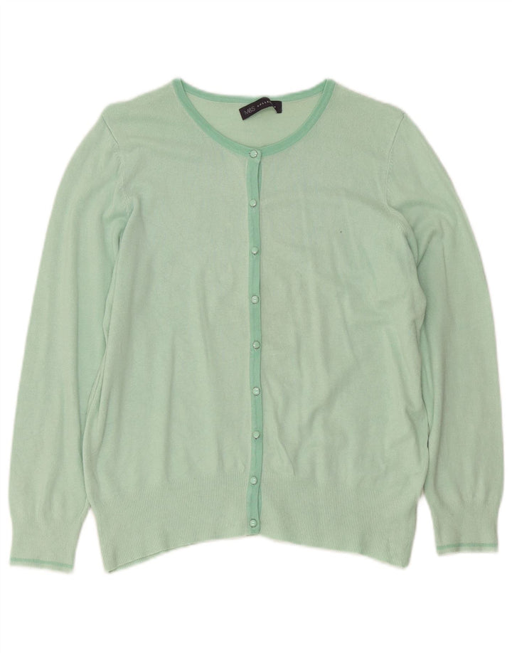 Maglione cardigan da donna Marks & Spencer UK 16 grande viscosa verde