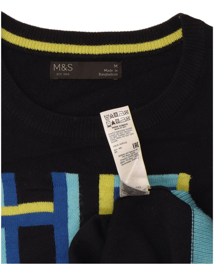 Maglione maglione girocollo da donna Marks & Spencer UK 14 blu navy medio