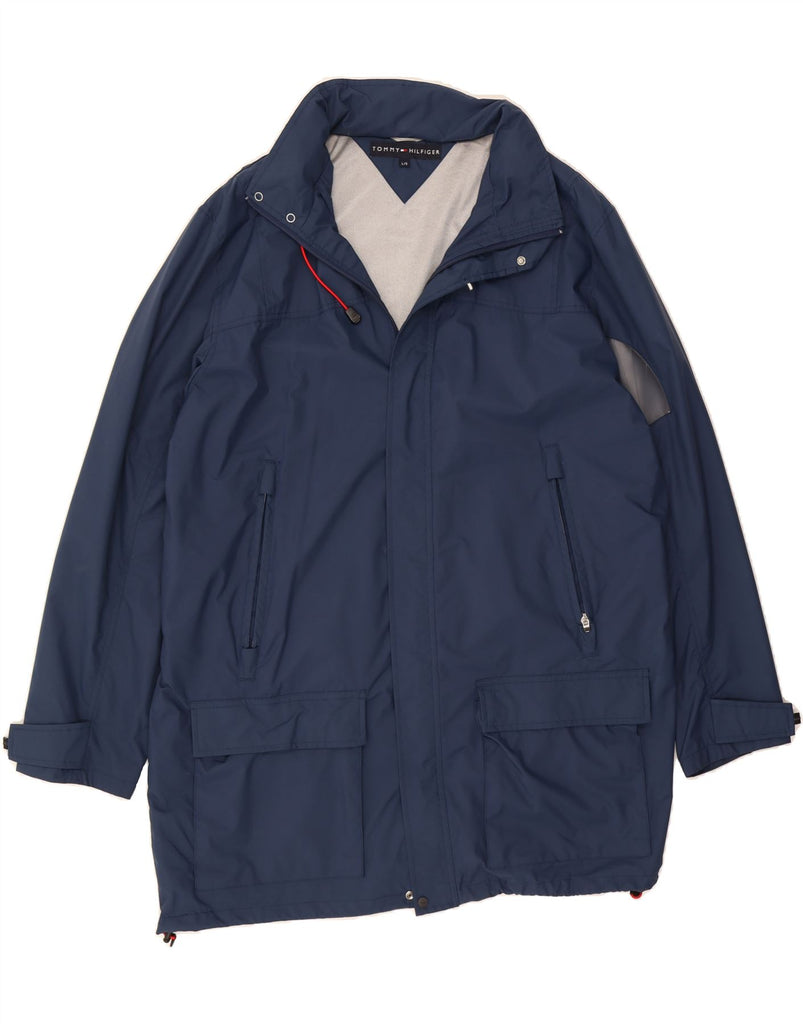 TOMMY HILFIGER Mens Overcoat UK 40 Large Navy Blue Polyester Vintage Tommy Hilfiger and Second-Hand Tommy Hilfiger from Messina Hembry 