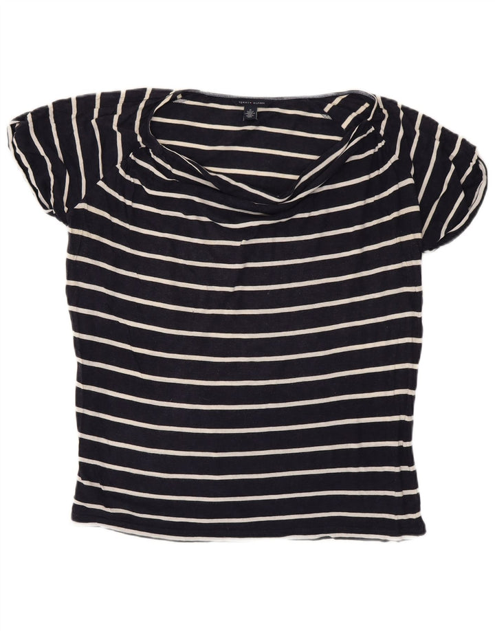 TOMMY HILFIGER T-shirt da donna Top UK 14 Medium Navy Blue Striped