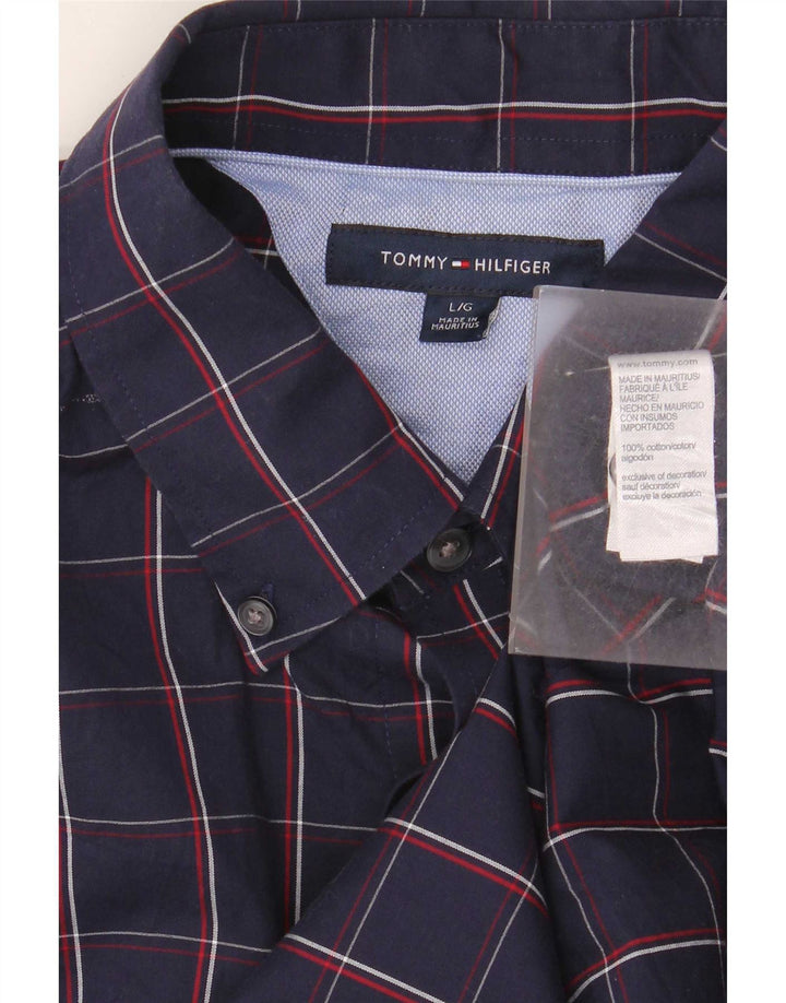 Camicia da uomo Tommy Hilfiger grande cotone a quadri blu navy
