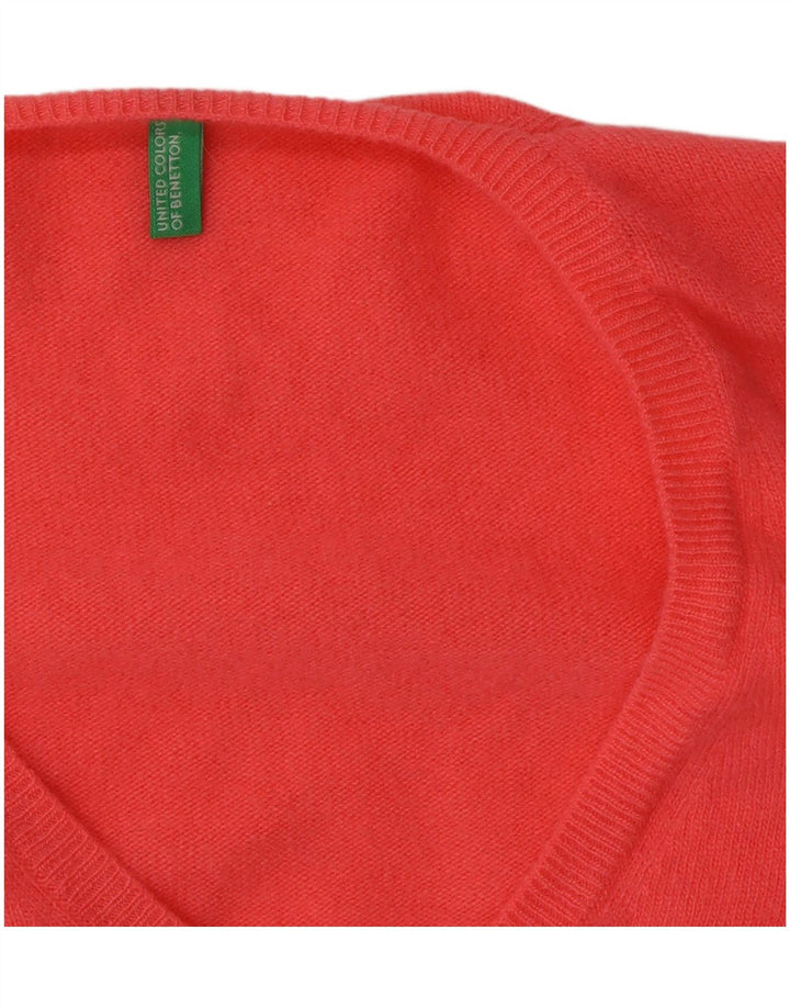 Maglione maglione con scollo a V da donna Benetton UK 12 Rosa medio