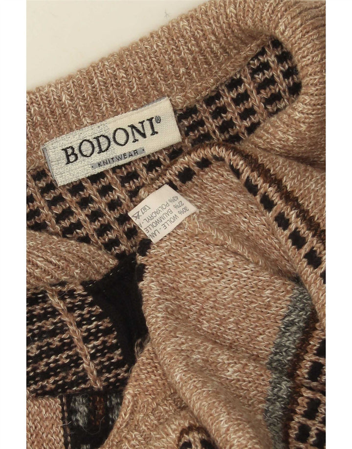Bodoni Uomo Maglione Collo Polo Maglione XL Lana Beige