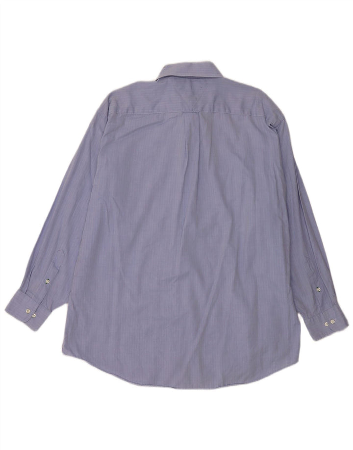 Camicia da uomo Tommy Hilfiger taglia 16 grande cotone a spina di pesce blu