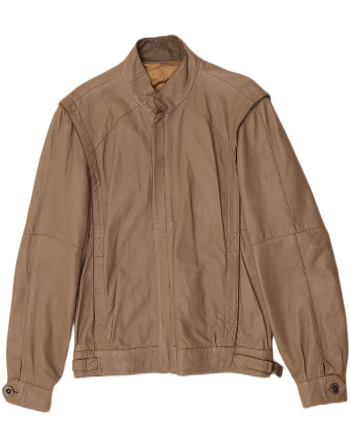 Giacca in pelle vintage da uomo IT 48 in pelle marrone medio