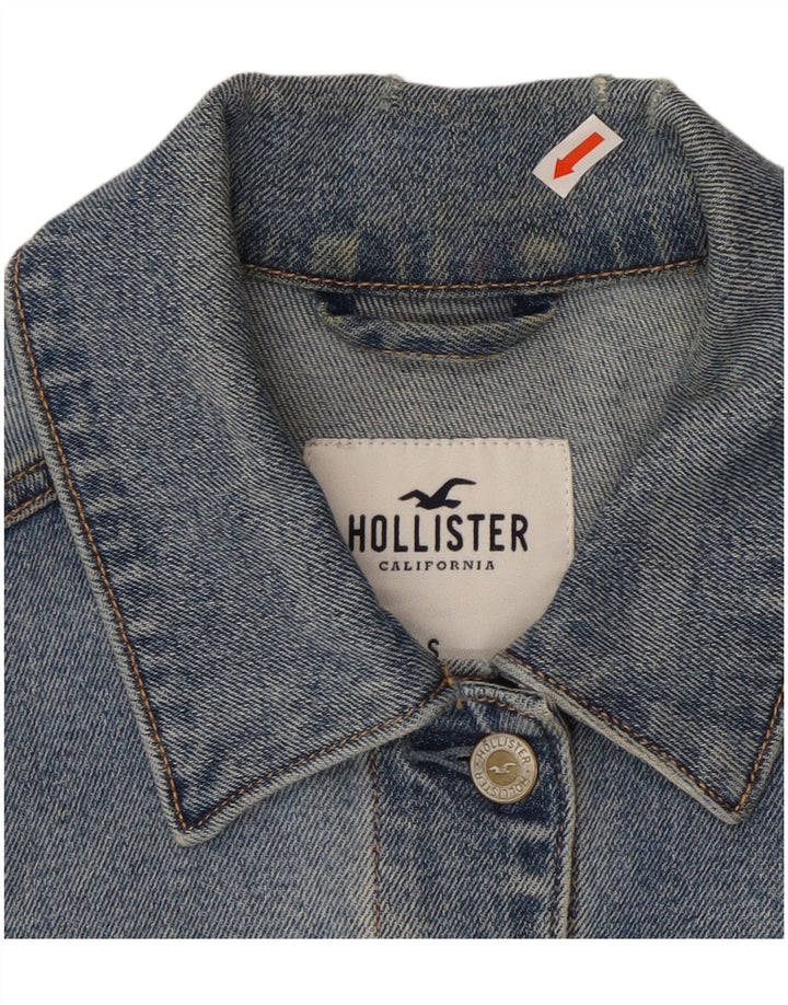 Giacca di jeans invecchiata HOLLISTER da donna UK 10 piccola in cotone blu