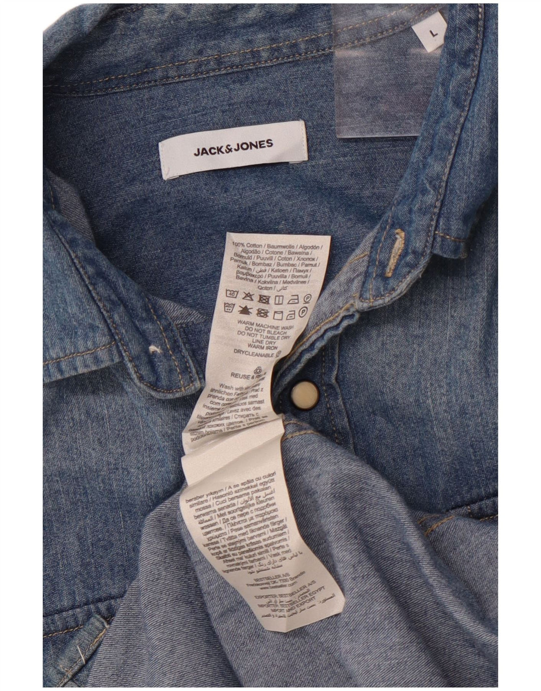 JACK & JONES Camicia di jeans da uomo grande in cotone blu
