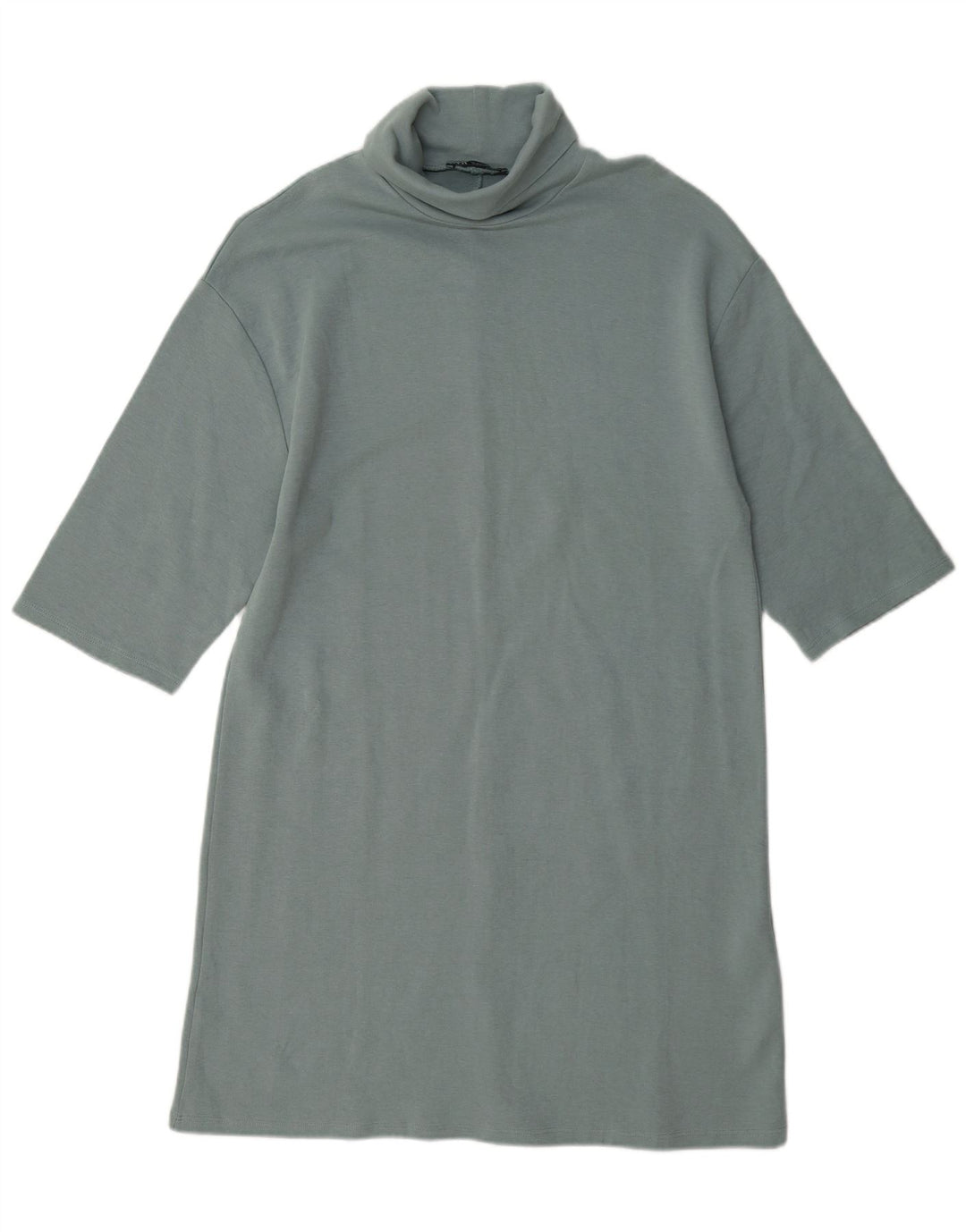 Abito a trapezio a mezza manica da donna Zara UK 14 in cotone blu medio