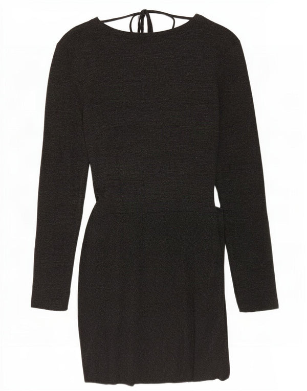 Zara Womens Long Sleeve Sheath Dress UK 12 Large Grey Viscose