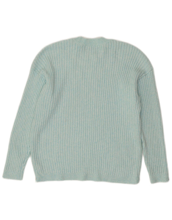 MARKS & SPENCER maglione maglione girocollo da donna UK 16 grande poliestere blu