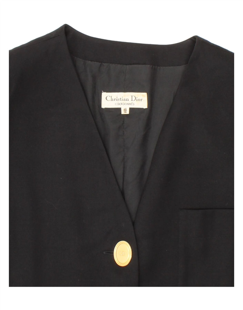 CHRISTIAN DIOR Womens 3 Button Blazer Jacket US 14 XL Black Vintage Christian Dior and Second-Hand Christian Dior from Messina Hembry 