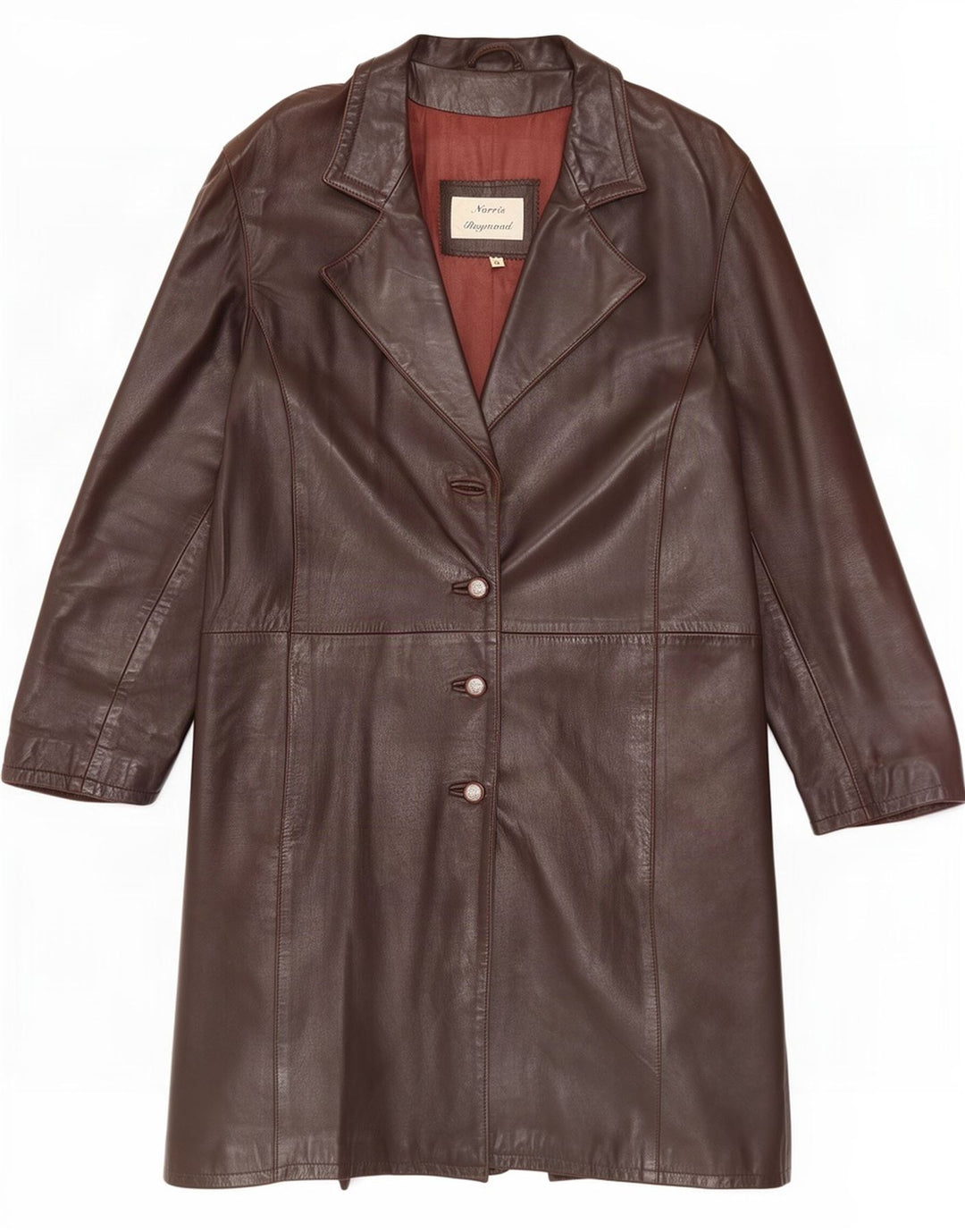 Cappotto in pelle vintage da donna UK 16 grande marrone