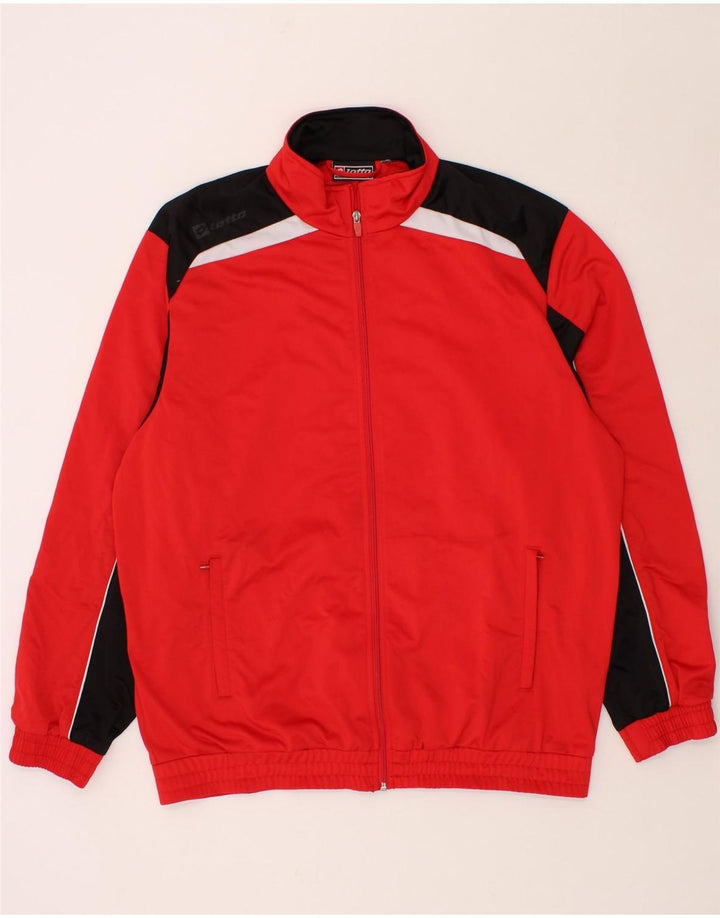 LOTTO Mens Tracksuit Top Jacket UK 44/46 Large Red Colourblock Polyester Vintage Lotto and Second-Hand Lotto from Messina Hembry 