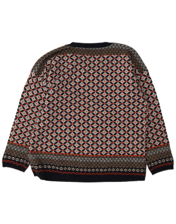 Maglione maglione con scollo a barca da donna Marks & Spencer UK 20 2XL Rosso geometrico
