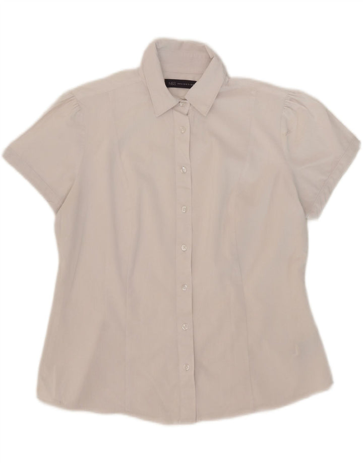 Camicia a maniche corte da donna Marks & Spencer UK 12 cotone bianco medio