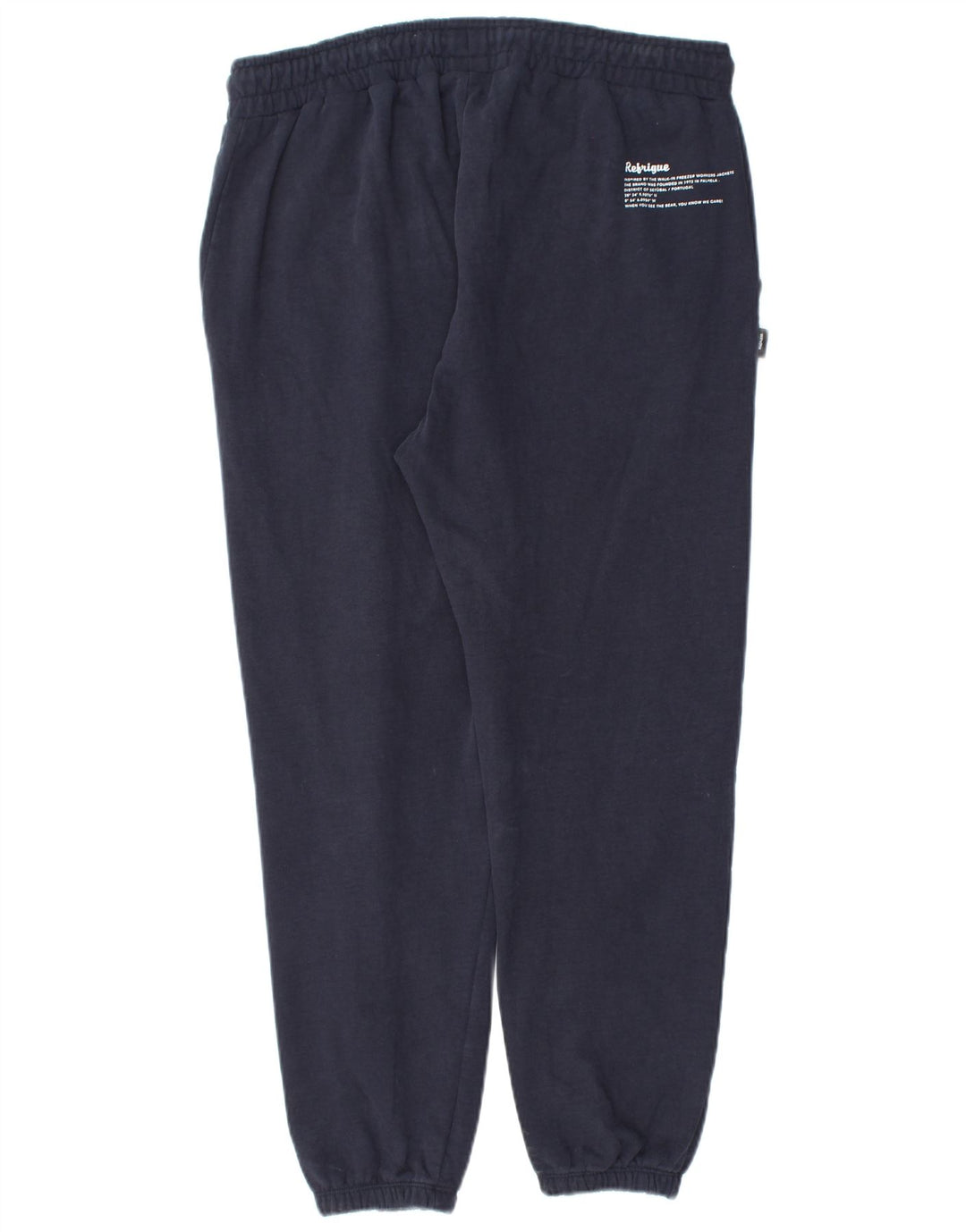 REFRIGUE Mens Graphic Tracksuit Trousers Joggers Large  Navy Blue Cotton