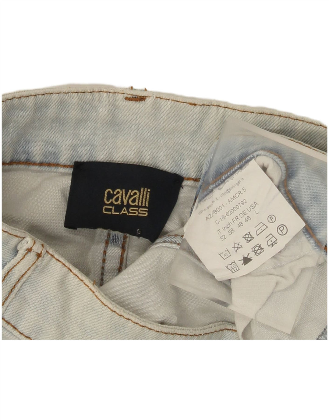 Jeans dritti da uomo Cavalli grandi W34 L29 cotone blu