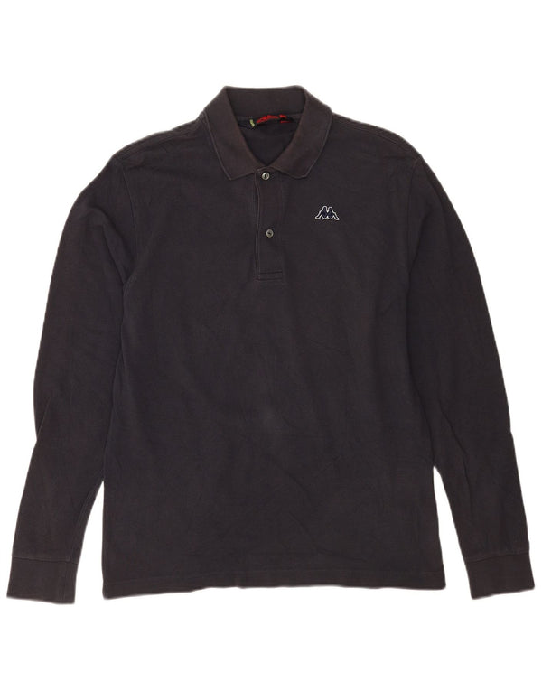 Polo Kappa da uomo a manica lunga piccola in cotone blu navy