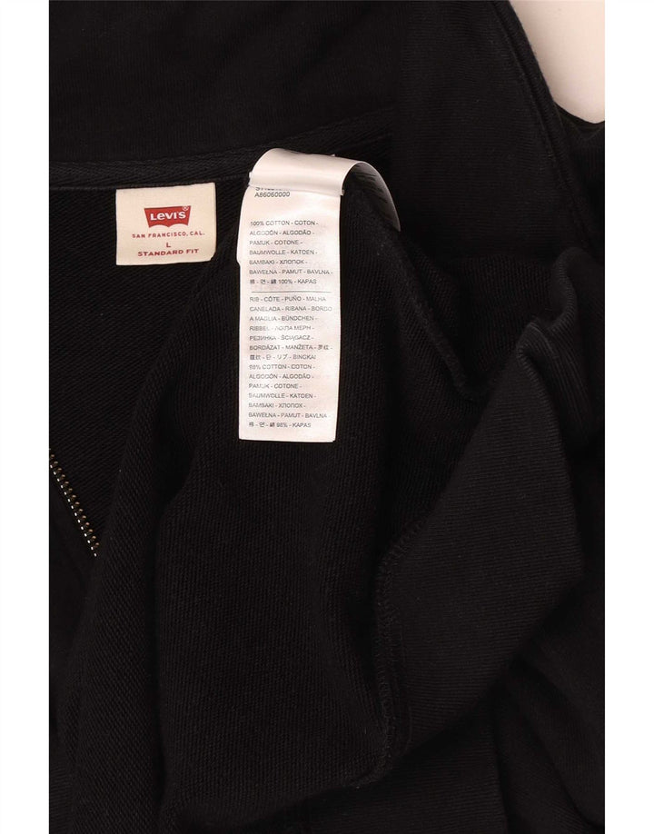 Levi's Felpa con collo con zip standard da uomo, maglione grande, cotone nero