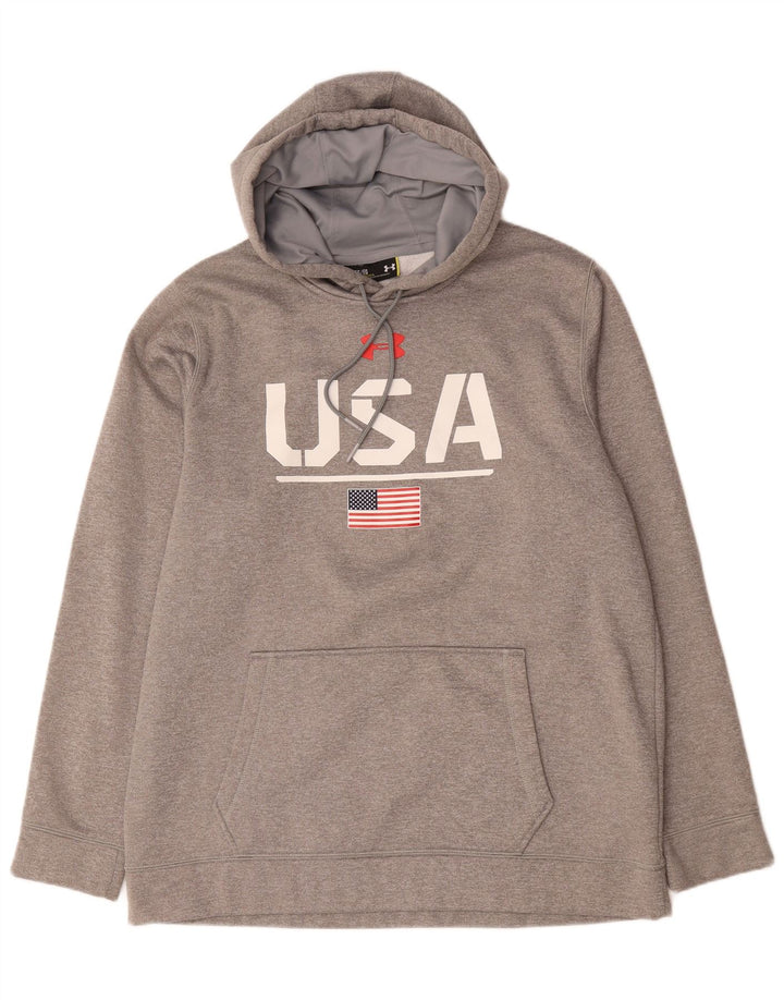 Felpa con cappuccio grafica da uomo Under Armour XL poliestere grigio