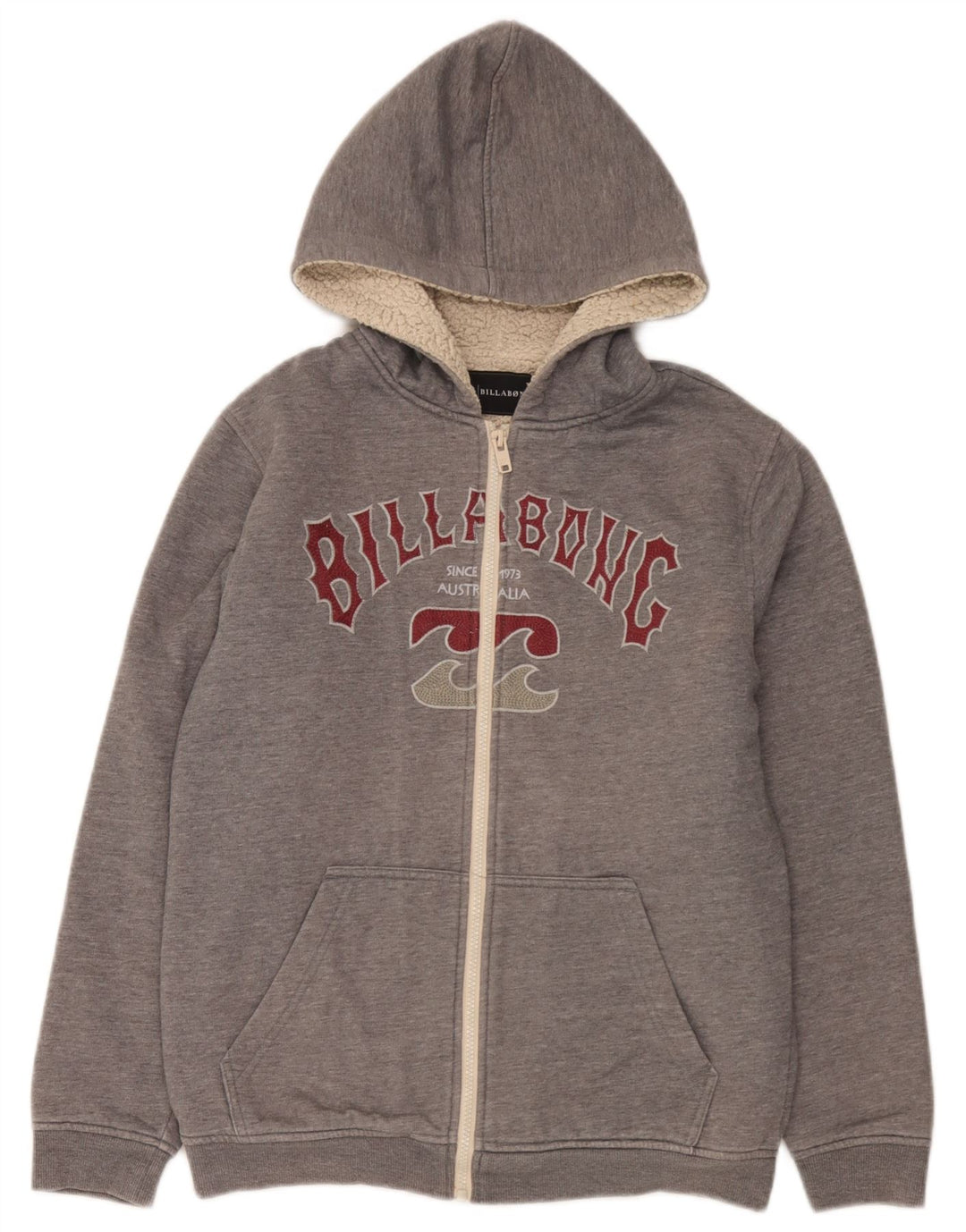 Maglione con cappuccio e zip grafica per ragazzi Billabong 15-16 anni in poliestere grigio