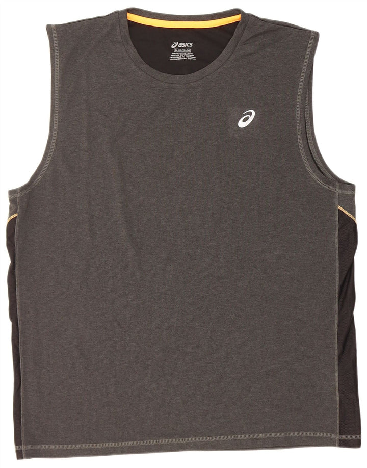 Canottiera Asics da uomo XL in poliestere color block grigio