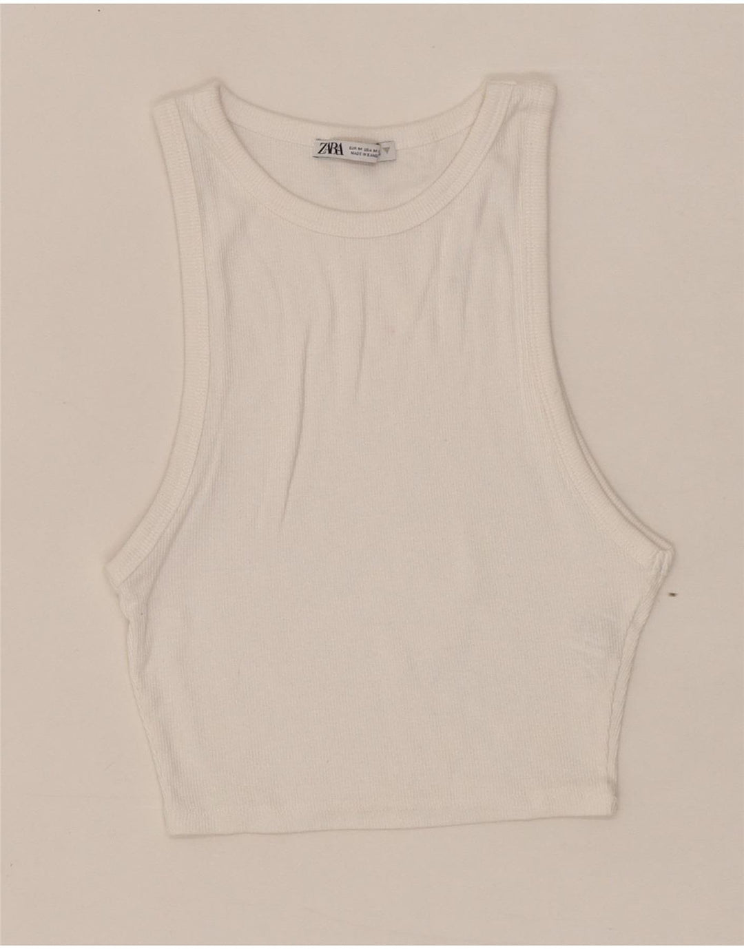 ZARA Womens Vest Top UK 12 Medium White Cotton Vintage Zara and Second-Hand Zara from Messina Hembry 