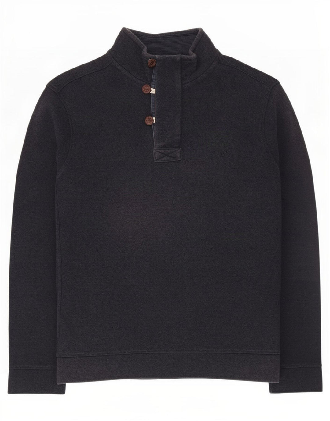 Felpa da uomo con collo abbottonato Fat Face Maglione grande in cotone blu navy