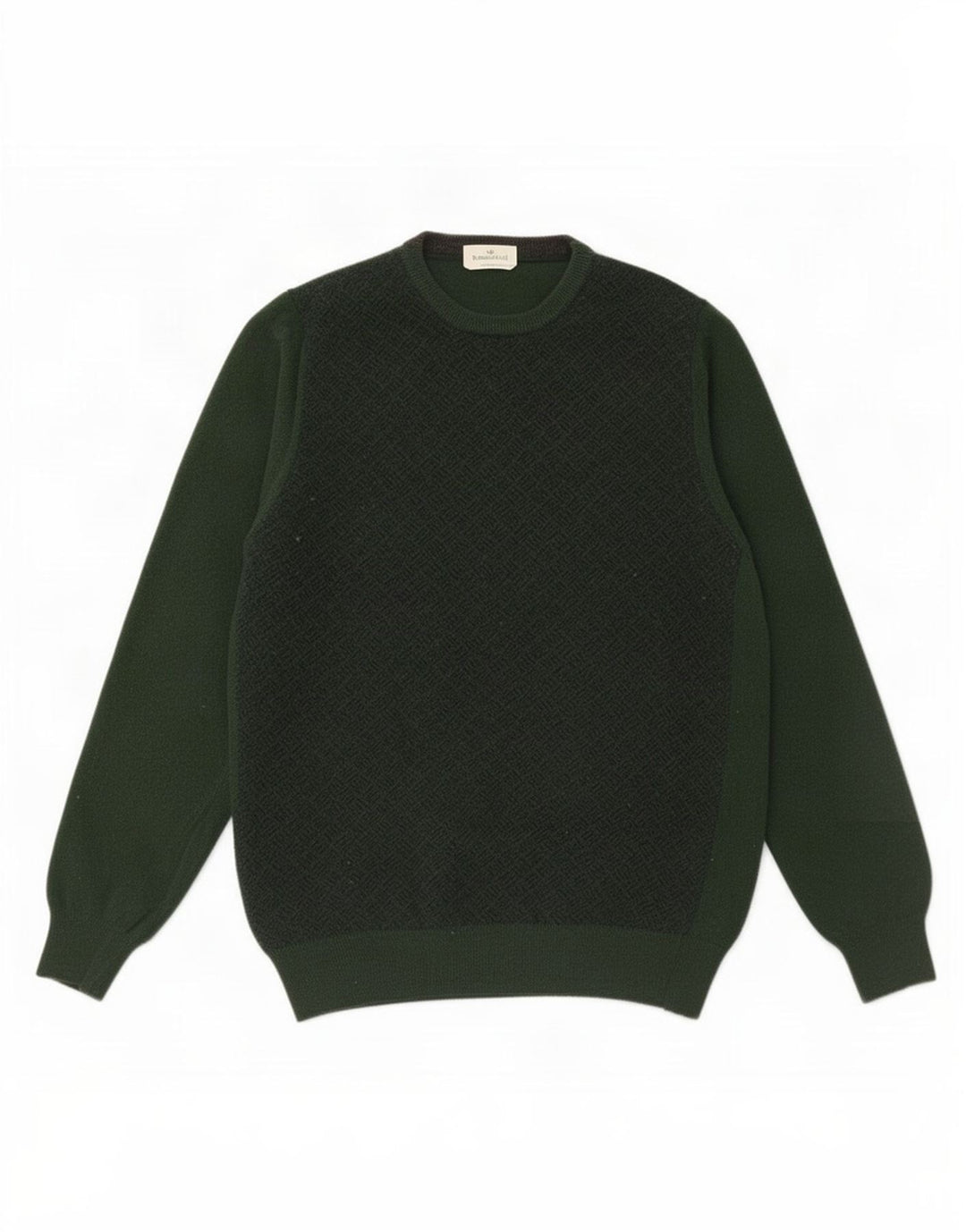 Maglione maglione girocollo da uomo Brooksfield IT 54 Lana geometrica verde medio