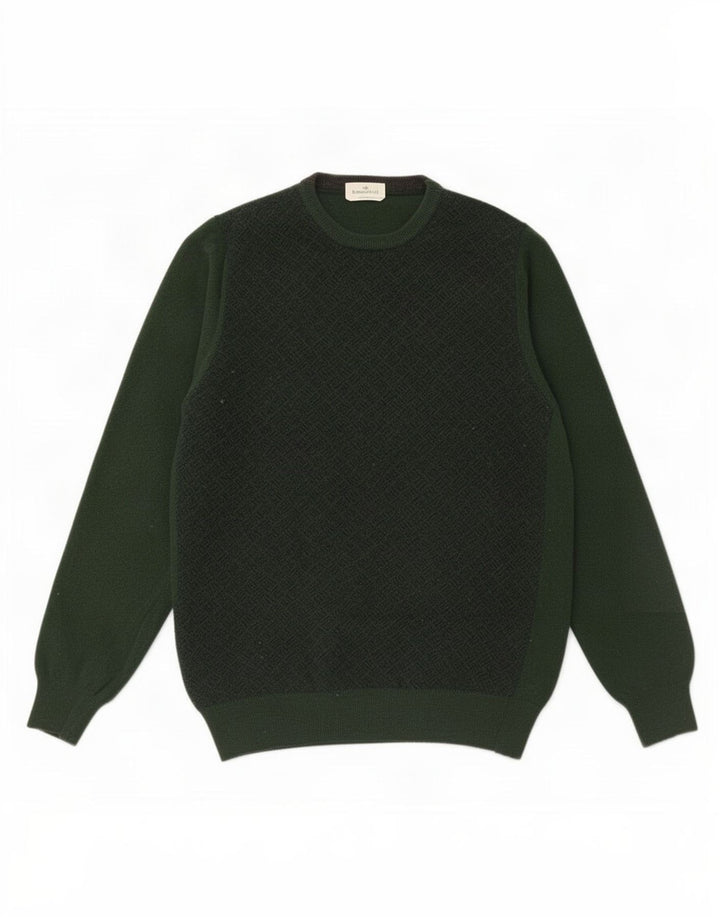 Maglione maglione girocollo da uomo Brooksfield IT 54 Lana geometrica verde medio