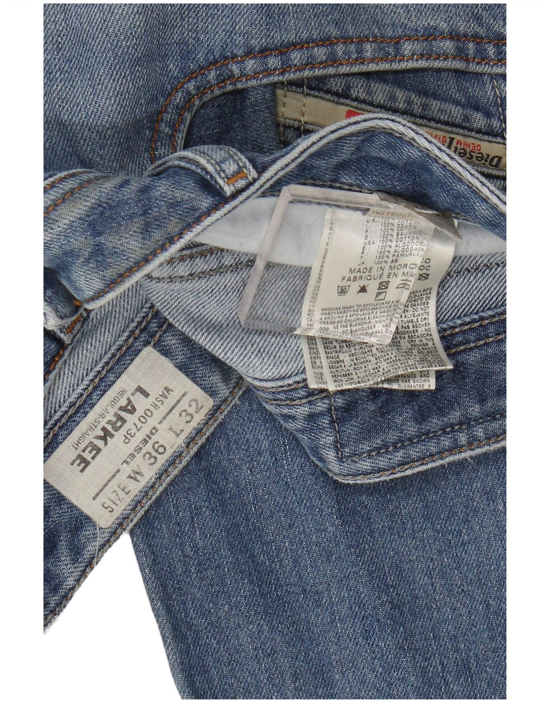 Jeans dritti squadrati da uomo Diesel Larkee W36 L28 cotone blu
