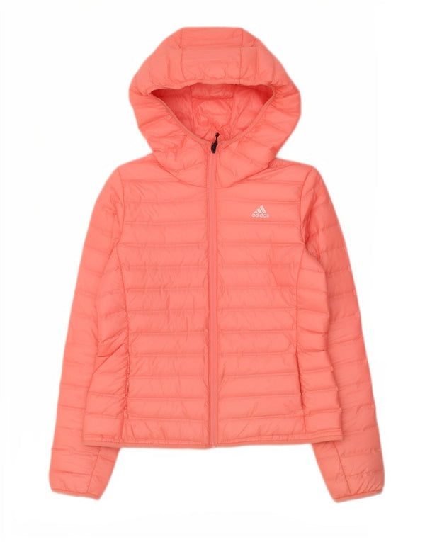 Giacca imbottita con cappuccio da donna Adidas UK 12/14 Poliestere rosa medio