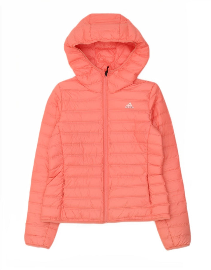 Giacca imbottita con cappuccio da donna Adidas UK 12/14 Poliestere rosa medio