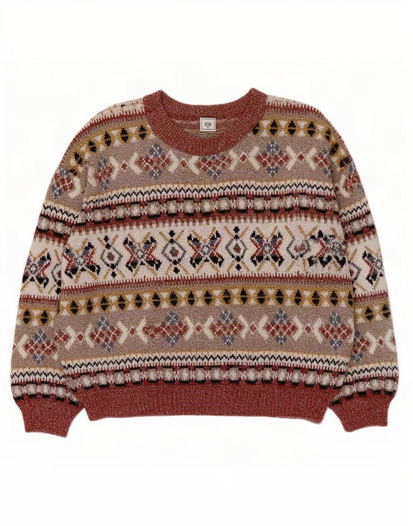 Maglione maglione girocollo da donna C&A UK 14 Fair Isle medio multicolore