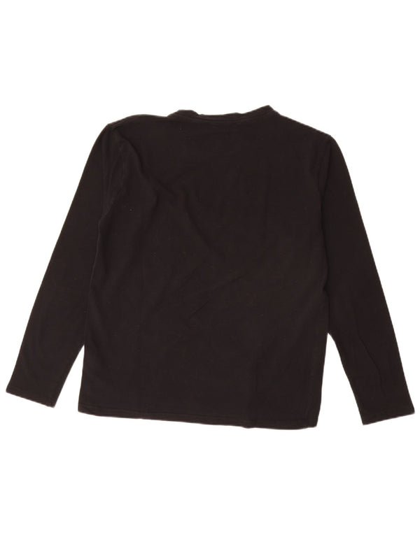 Top Trussardi Jeans Donna Manica Lunga UK 14 Medio Nero Cotone