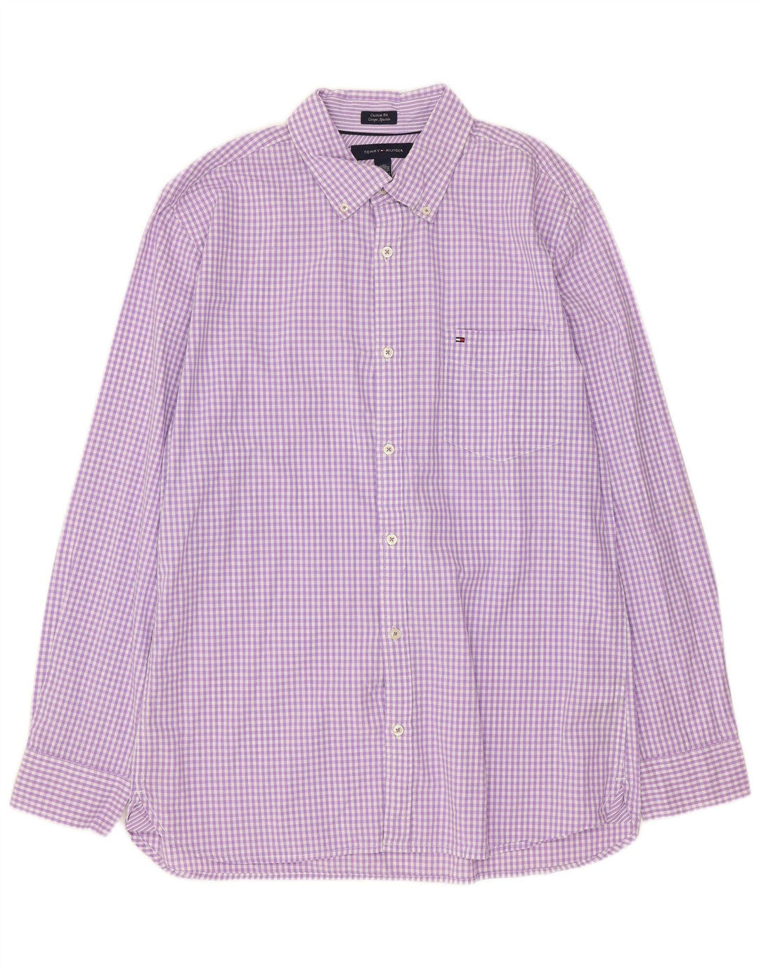 Tommy Hilfiger Camicia da uomo su misura misura grande in cotone a quadretti viola