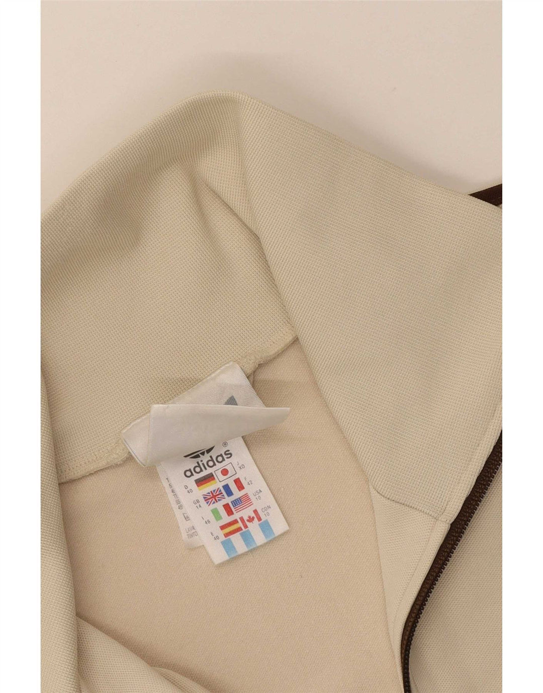 Giacca da ginnastica da donna Adidas UK 14 cotone beige medio