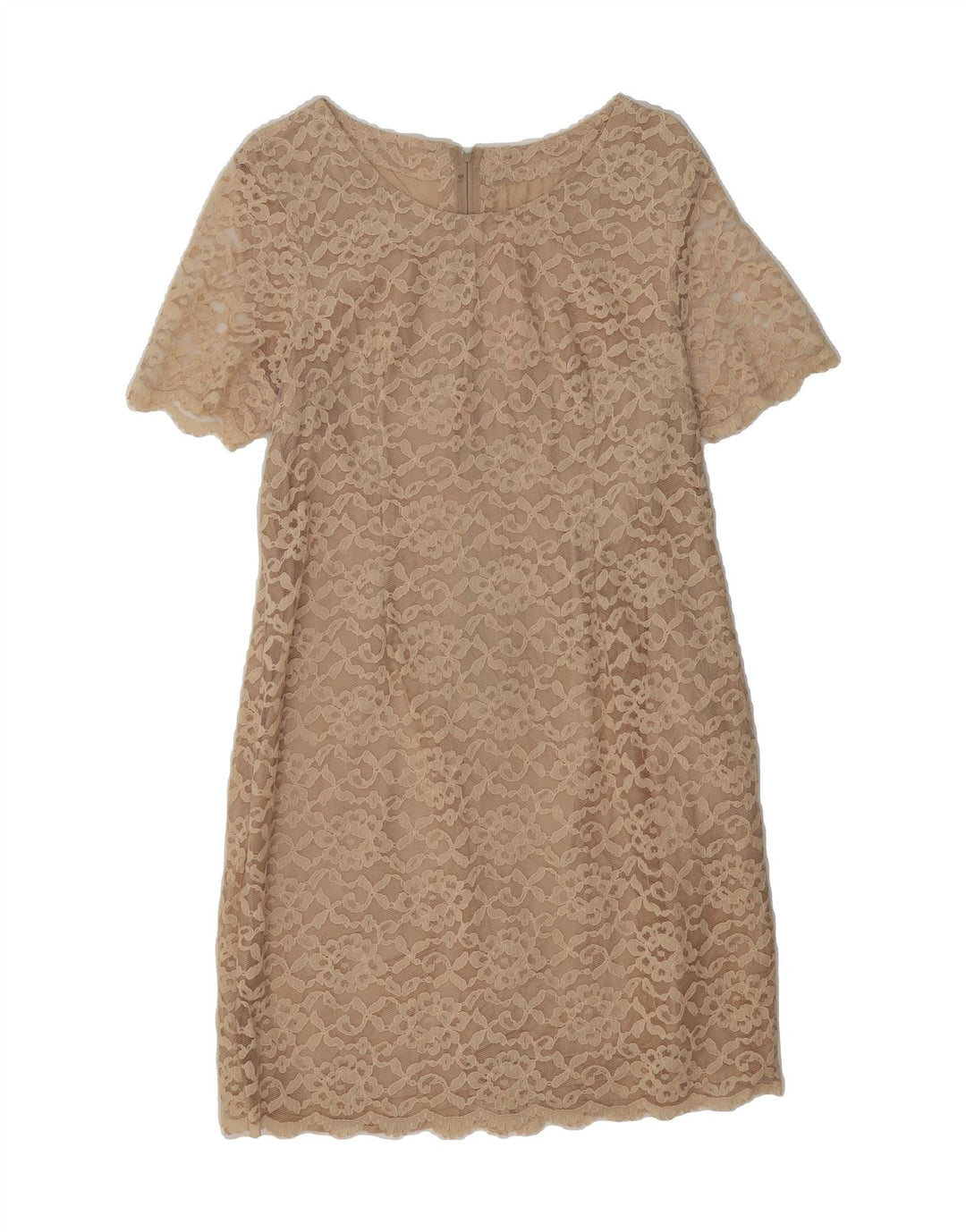 VINTAGE Womens Sheath Dress UK 12 Medium Beige Floral Vintage Vintage and Second-Hand Vintage from Messina Hembry 